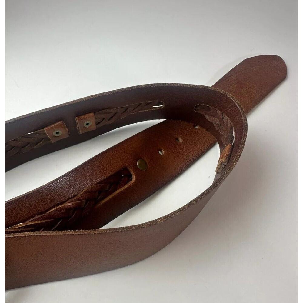 Linea Pelle Braided Woven Genuine Leather Handmade Belt With Buckle Brown Medium - Picture 5 of 13